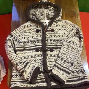 Charter Club women’s Hooded Cardigan in Brown and Cream